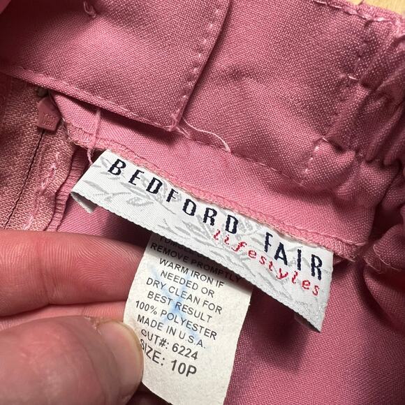 VINTAGE 80s Pastel Size 10P Midi Skirt Coquette Pink Flirty Bedford Fair - Picture 5 of 5